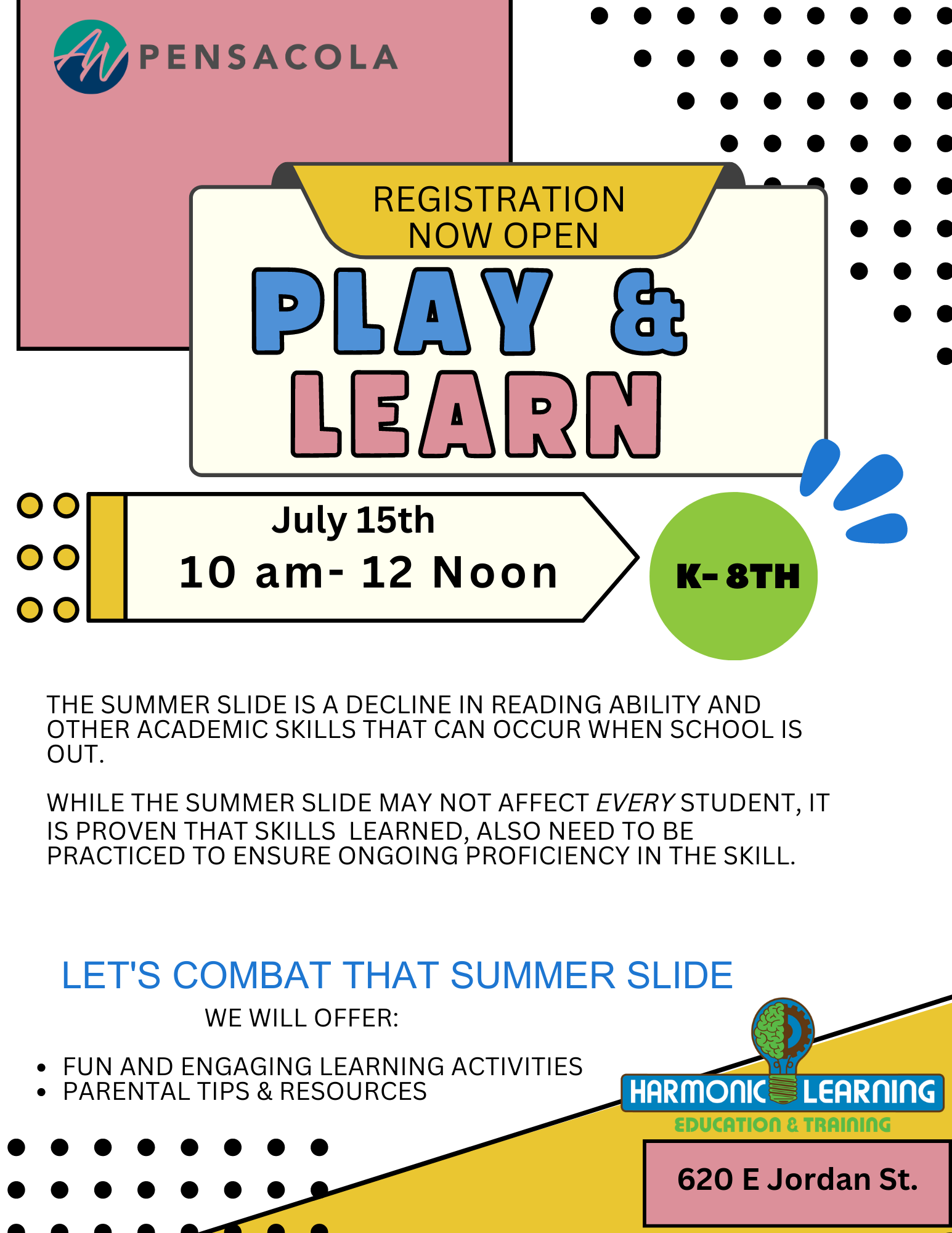 Play & Learn Summer Reading Education Booster @ Harmonic Learning Education & Training Center July 15th @ 10am